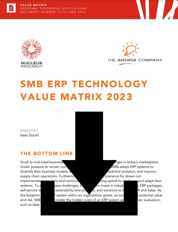 SMB ERP Technology Value Matrix 2023