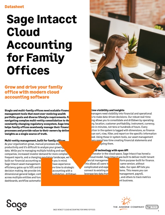 Data sheet about Sage Intacct Cloud Accounting for Family Offices
